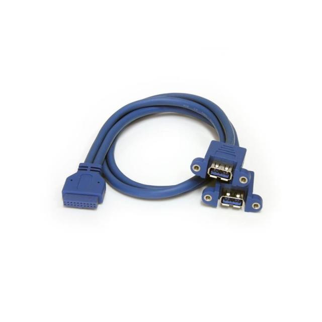 StarTech.com - Cable Extensor 50cm 2 Puertos USB 3.0 para Montaje en Panel conexión a Placa Base - Hembra USB A