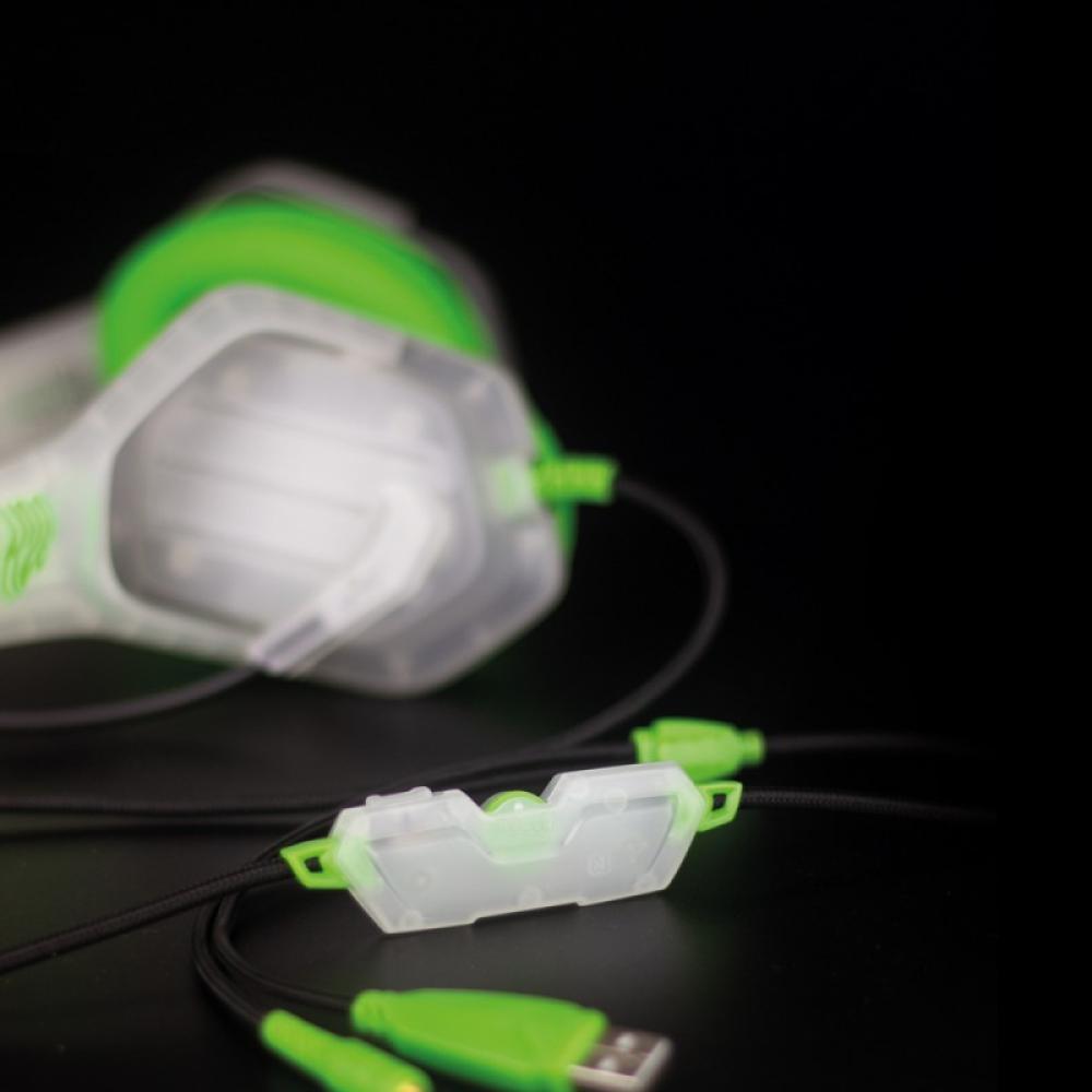 Blade Gaming - Ghost Auriculares Alámbrico Diadema Juego Verde, Transparente, Blanco