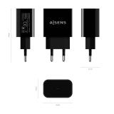 AISENS - Cargador USB-C PD3.0 1 Puerto 1x USB-C 20 W, Negro