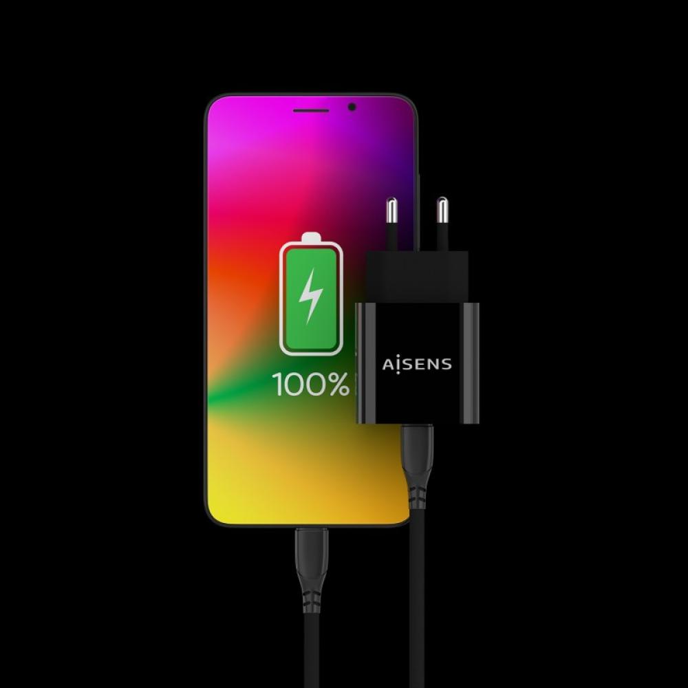 AISENS - Cargador USB-C PD3.0 1 Puerto 1x USB-C 20 W, Negro