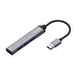 AISENS - Hub USB 3.0 Aluminio, Tipo A/M - 4x Tipo A/H, Gris, 10cm
