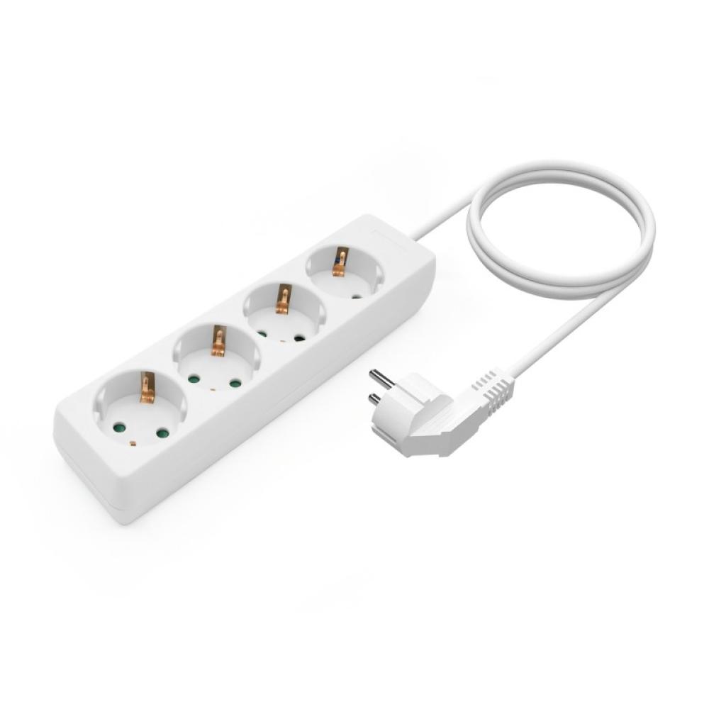 AISENS - Base Multiple 4 Tomas Sin Interruptor Con Cable 3x1.5mm2, Blanco, 1.4m