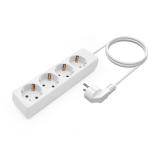 AISENS - Base Multiple 4 Tomas Sin Interruptor Con Cable 3x1.5mm2, Blanco, 1.4m