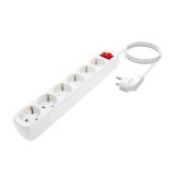 AISENS - Base Multiple 6 Tomas Con Interruptor Con Cable 3x1.5mm2, Blanco, 1.4m