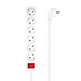 AISENS - Base Multiple 6 Tomas Con Interruptor Con Cable 3x1.5mm2, Blanco, 1.4m