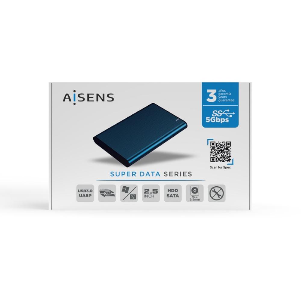 AISENS - Caja Externa 2.5" ASE-2525PB 9.5 mm SATA A USB 3.0/USB 3.1 Gen1, Azul Pacifico