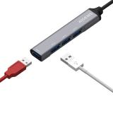 AISENS - Hub USB 3.1 USB-C, Tipo C/M - 4x Tipo A/H, Gris, 10 cm