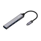 AISENS - Hub USB 3.1 USB-C, Tipo C/M - 4x Tipo A/H, Gris, 10 cm