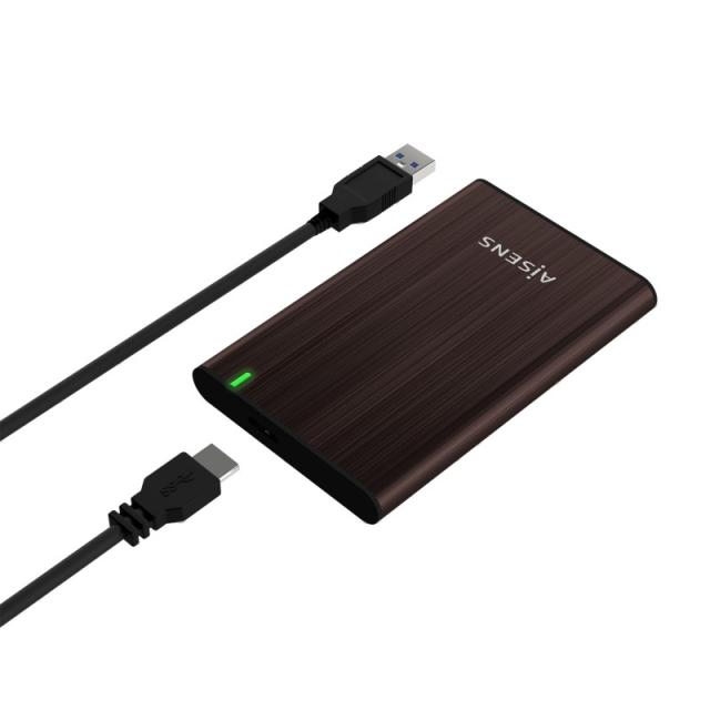 AISENS - Caja Externa 2.5" ASE-2525BWN 9.5 mm SATA A USB 3.0/USB 3.1 Gen1, Marron