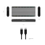 AISENS - Caja Externa M.2 RGB Gaming ASM2-RGB011GR SATA/NVMe A USB3.1 Gen2, Gris