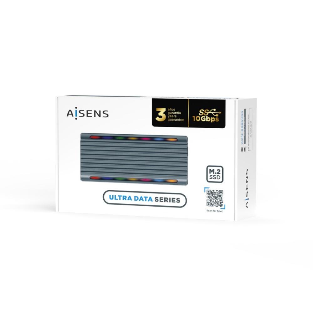 AISENS - Caja Externa M.2 RGB Gaming ASM2-RGB011GR SATA/NVMe A USB3.1 Gen2, Gris