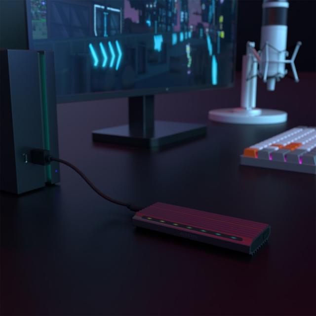 AISENS - Caja Externa M.2 RGB Gaming ASM2-RGB011GR SATA/NVMe A USB3.1 Gen2, Gris