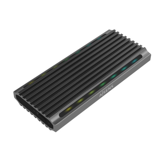AISENS - Caja Externa M.2 RGB Gaming ASM2-RGB011GR SATA/NVMe A USB3.1 Gen2, Gris
