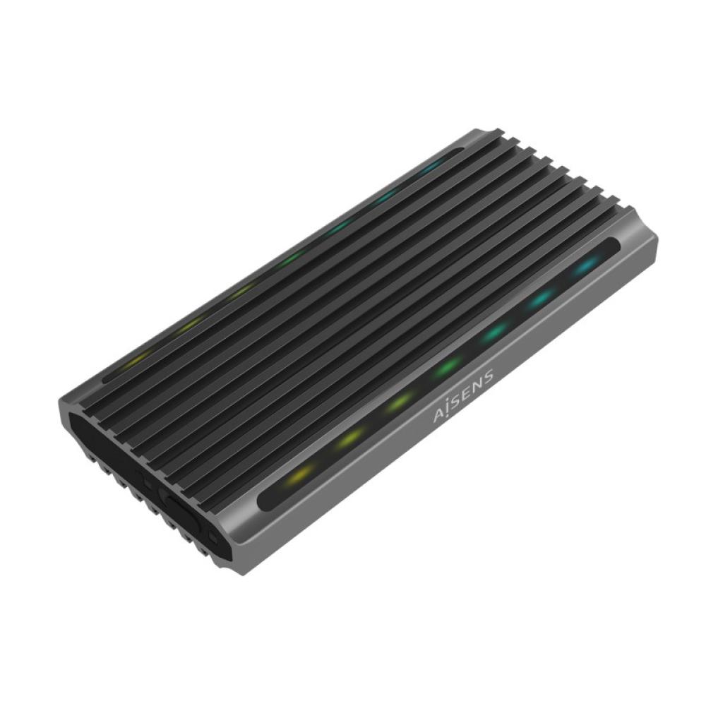 AISENS - Caja Externa M.2 RGB Gaming ASM2-RGB011GR SATA/NVMe A USB3.1 Gen2, Gris