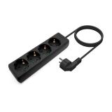 AISENS - Base Multiple 4 Tomas Sin Interruptor Con Cable 3x1.5mm2, Negro, 1.4m
