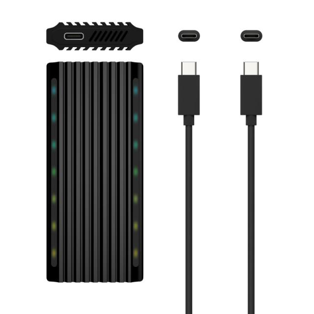 AISENS - Caja Externa M.2 RGB Gaming ASM2-RGB012B SATA/NVMe A USB3.1 Gen2, Negra