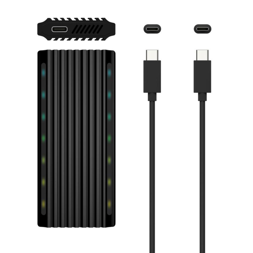 AISENS - Caja Externa M.2 RGB Gaming ASM2-RGB012B SATA/NVMe A USB3.1 Gen2, Negra