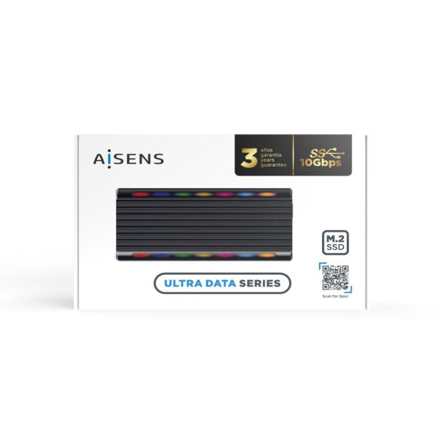 AISENS - Caja Externa M.2 RGB Gaming ASM2-RGB012B SATA/NVMe A USB3.1 Gen2, Negra