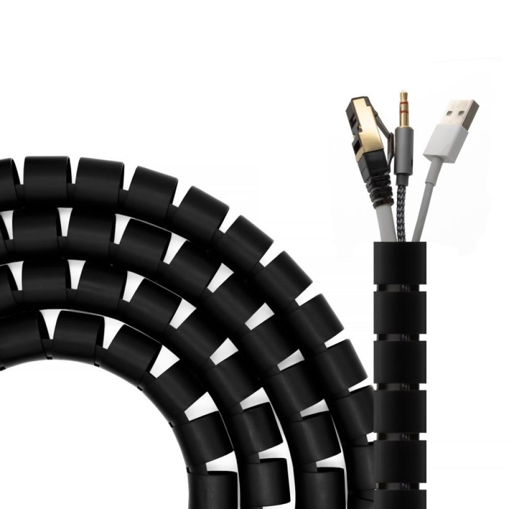 AISENS - Organizador De Cable En Espiral 25mm, Negro, 2.0 m