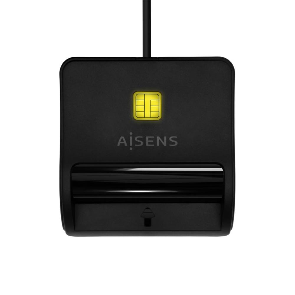 AISENS - Lector De Tarjeta Inteligente DNI, USB-C, Negro
