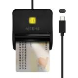 AISENS - Lector De Tarjeta Inteligente DNI, USB-C, Negro