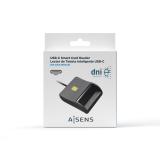 AISENS - Lector De Tarjeta Inteligente DNI, USB-C, Negro