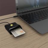 AISENS - Lector De Tarjeta Inteligente DNI, USB-C, Negro