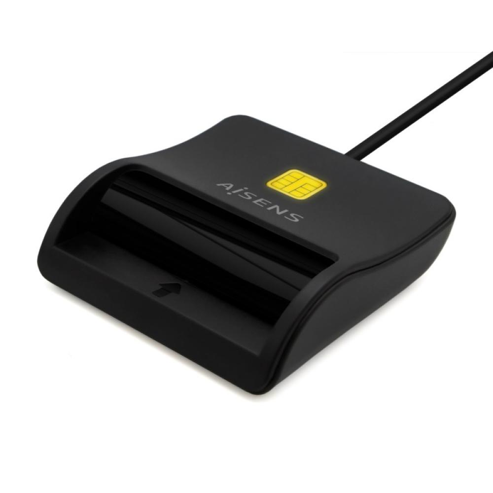AISENS - Lector De Tarjeta Inteligente DNI, USB-C, Negro