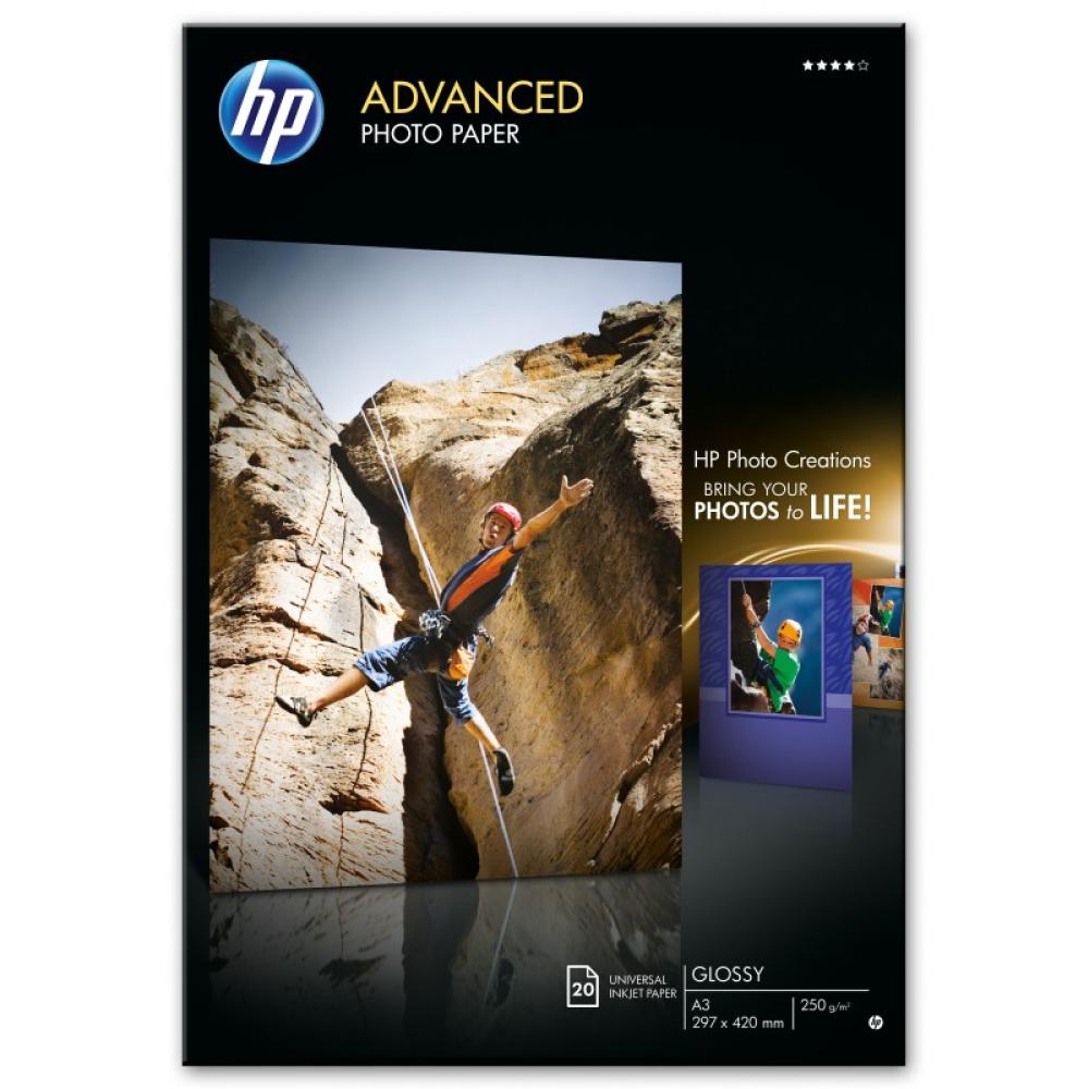 HP - Papel fotográfico Advances, brillante, 250 g/m2, A3 (297 x 420 mm), 20 hojas