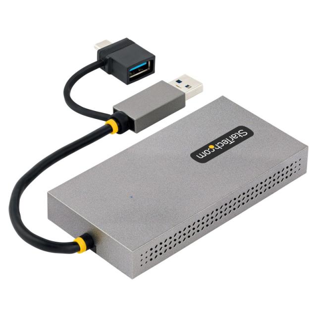 StarTech.com - Adaptador de USB a HDMI Doble, USB A/C a 2 Pantallas HDMI (1x 4K30Hz, 1x 1080p), Dongle Integrado USB-A a C, Cabl