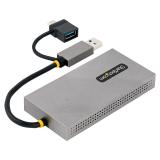 StarTech.com - Adaptador de USB a HDMI Doble, USB A/C a 2 Pantallas HDMI (1x 4K30Hz, 1x 1080p), Dongle Integrado USB-A a C, Cabl