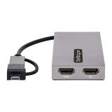 StarTech.com - Adaptador de USB a HDMI Doble, USB A/C a 2 Pantallas HDMI (1x 4K30Hz, 1x 1080p), Dongle Integrado USB-A a C, Cabl