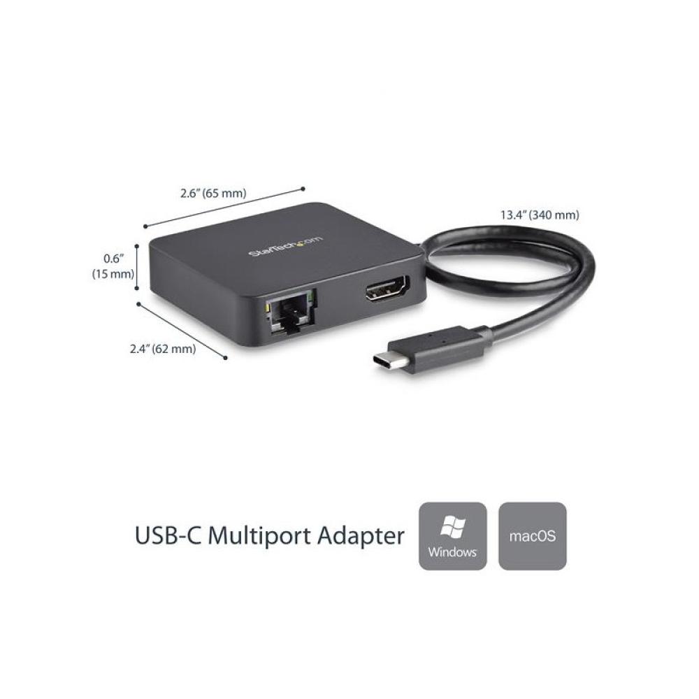StarTech.com - Adaptador Multipuertos USB C - Mini Dock Portátil USB-C 4K HDMI - Gigabit Ethernet - Hub USB 3.0 (1x USB-A 1x USB