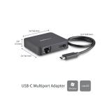 StarTech.com - Adaptador Multipuertos USB C - Mini Dock Portátil USB-C 4K HDMI - Gigabit Ethernet - Hub USB 3.0 (1x USB-A 1x USB