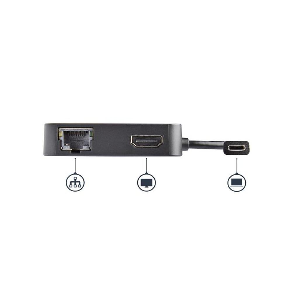 StarTech.com - Adaptador Multipuertos USB C - Mini Dock Portátil USB-C 4K HDMI - Gigabit Ethernet - Hub USB 3.0 (1x USB-A 1x USB
