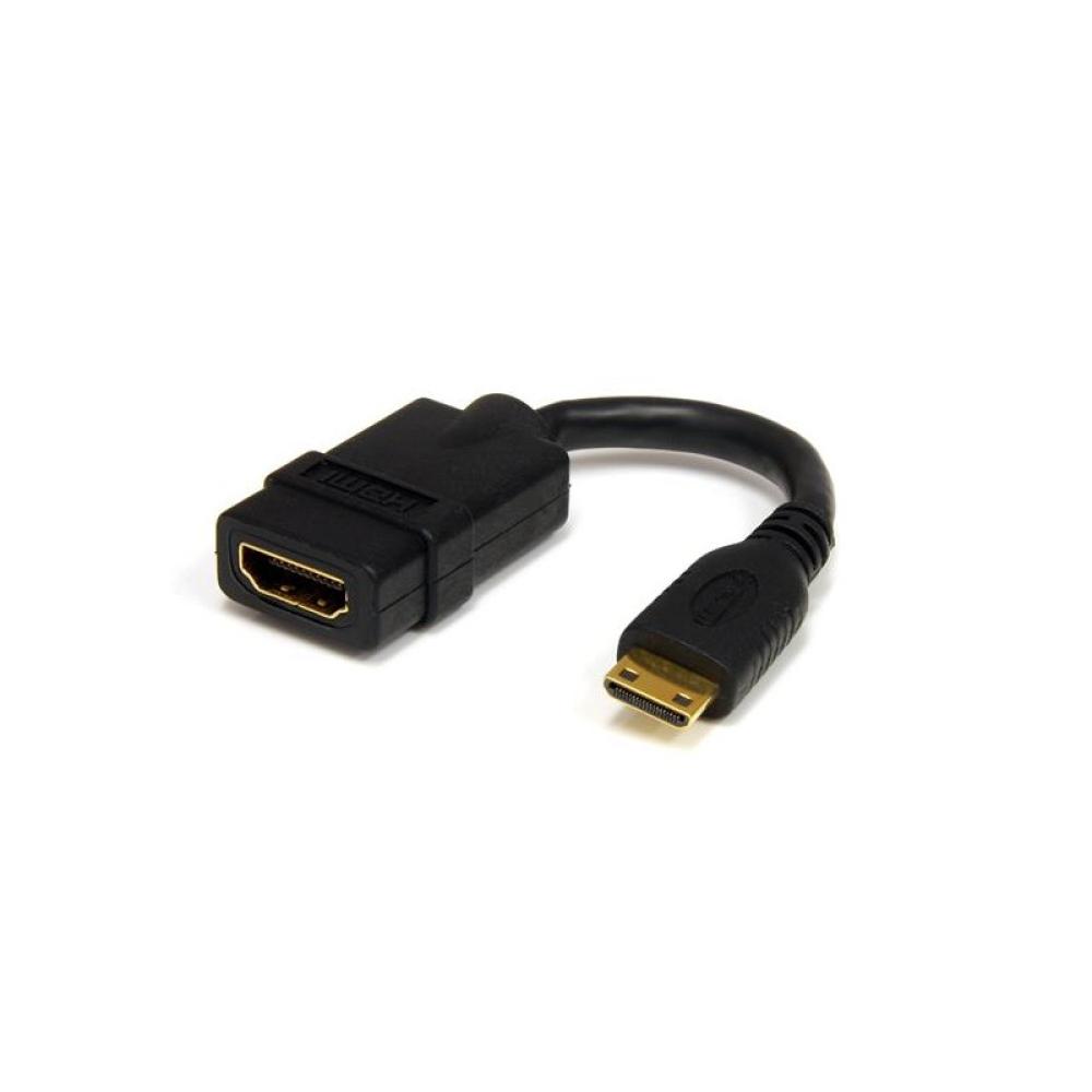 StarTech.com - Adaptador de 12,5cm Mini HDMI a HDMI - HDMI de Alta Velocidad 4K - Convertidor 4K 30Hz Ultra HD - HDMI 1.4 - Cone