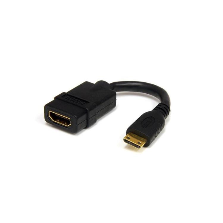 StarTech.com - Adaptador de 12,5cm Mini HDMI a HDMI - HDMI de Alta Velocidad 4K - Convertidor 4K 30Hz Ultra HD - HDMI 1.4 - Cone