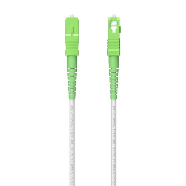 AISENS - Cable Fibra Óptica Latiguillo G657A2 3.0 9/125 SMF Simplex CPR DCA LSZH, SC/APC-SC/APC, Blanco, 250 m