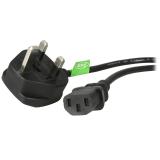 StarTech.com - Cable de 1m (3 pies) de Alimentación de Ordenador para el Reino Unido UK, BS1363 a C13, 18AWG, 10A 250V, Cable In