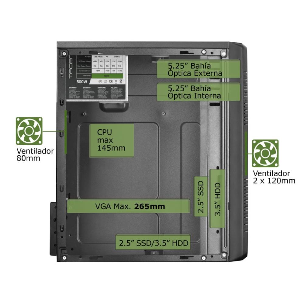 Tacens Anima - Anima ACM500, Caja PC Micro ATX y Fuente PC 500W, Compacta, USB 3.0, Aluminio