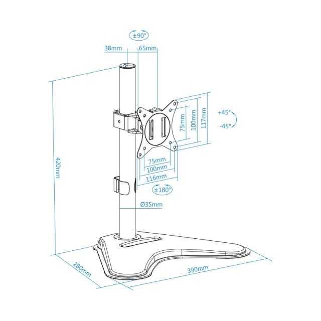 TooQ - DB1701TN-B soporte para monitor 81,3 cm (32") Negro Escritorio