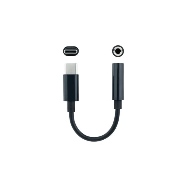 Nanocable - Cable Adaptador Audio USB-C/M a Jack 3.5/H, 11 cm, Negro