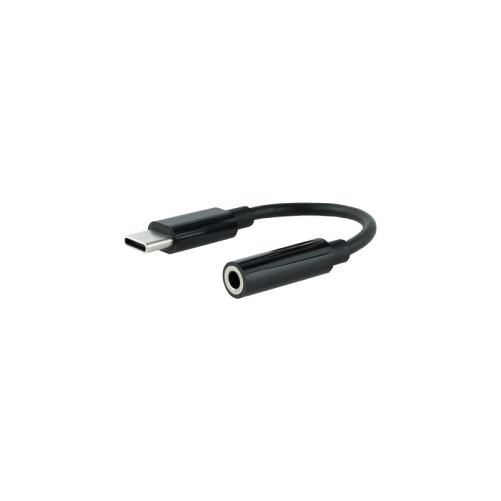 Nanocable - Cable Adaptador Audio USB-C/M a Jack 3.5/H, 11 cm, Negro
