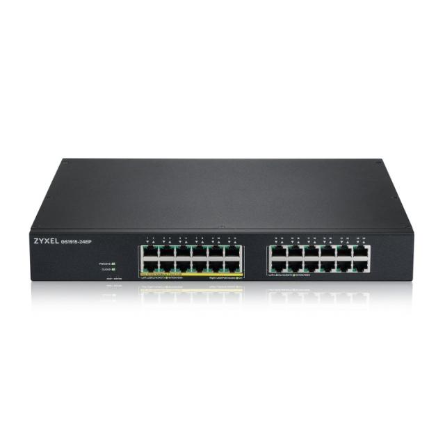 Zyxel - GS1915-24EP Gestionado L2 Gigabit Ethernet (10/100/1000) Energía sobre Ethernet (PoE) 1U Negro