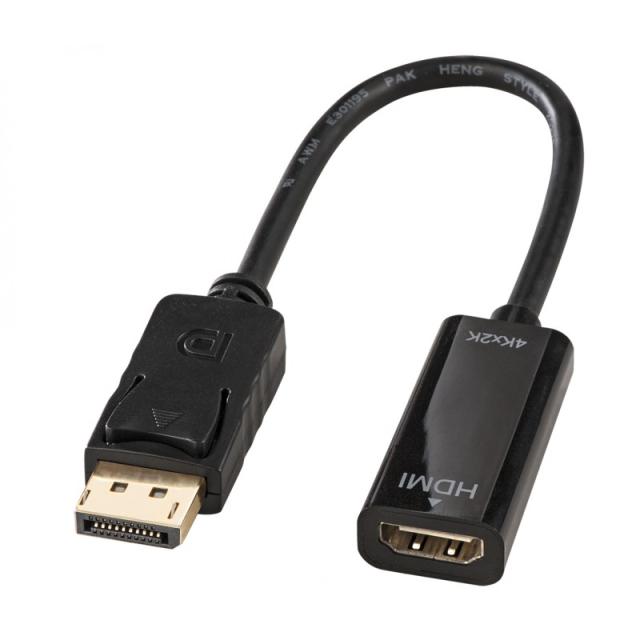 Lindy - 41718 adaptador de cable de vídeo 0,15 m DisplayPort HDMI Negro