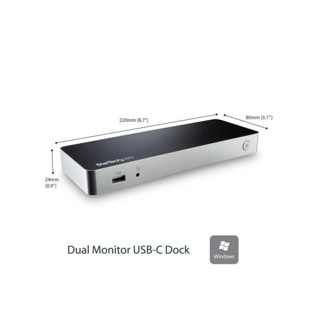 StarTech.com - Docking Station USB C para 2 Monitores - PD de 60 W para Portátil Windows - Replicador de Puertos USB Tipo C a HD