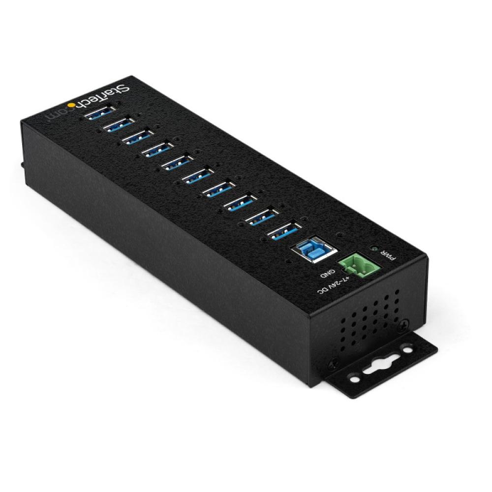 StarTech.com - Hub Concentrador Ladrón USB de 10 Puertos con Adaptador de Corriente - con Protección contra Descargas de 350W -