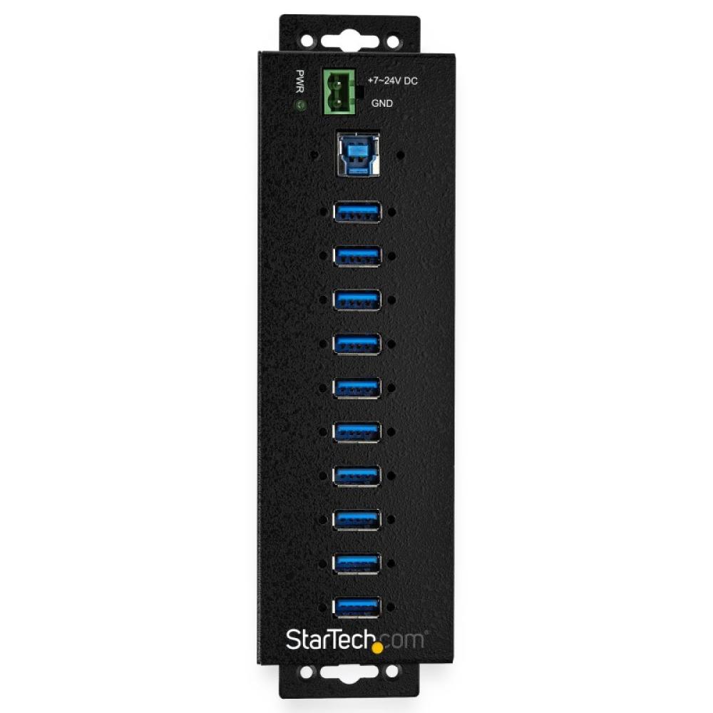 StarTech.com - Hub Concentrador Ladrón USB de 10 Puertos con Adaptador de Corriente - con Protección contra Descargas de 350W -