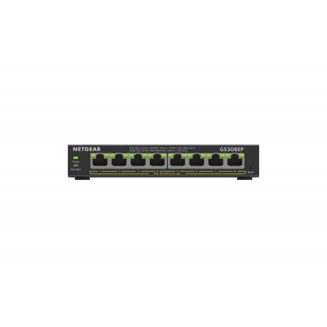 NETGEAR - 8-Port Gigabit Ethernet PoE+ Plus Switch (GS308EP) Gestionado L2/L3 Gigabit Ethernet (10/100/1000) Energía sobre Ether