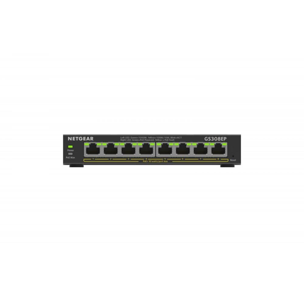 NETGEAR - 8-Port Gigabit Ethernet PoE+ Plus Switch (GS308EP) Gestionado L2/L3 Gigabit Ethernet (10/100/1000) Energía sobre Ether